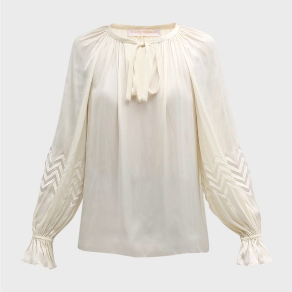 Ramy Brook blake chevron pleated long sleeve blouse